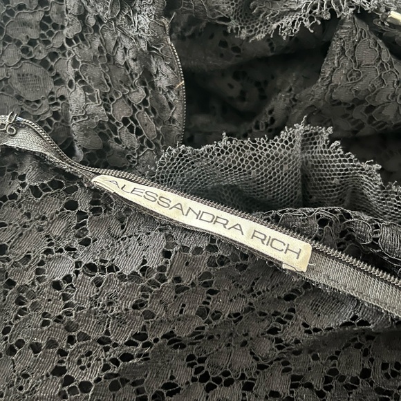 Alessandra Rich Lace Zipper Front Closure Black Gown - Picture 6 of 12